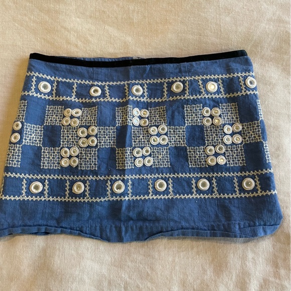 Free People barely worn blue mirrored skirt - Picture 3 of 5